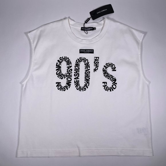 DOLCE&GABBANA White Jersey T-Shirt 90's Print - Picture 3 of 7